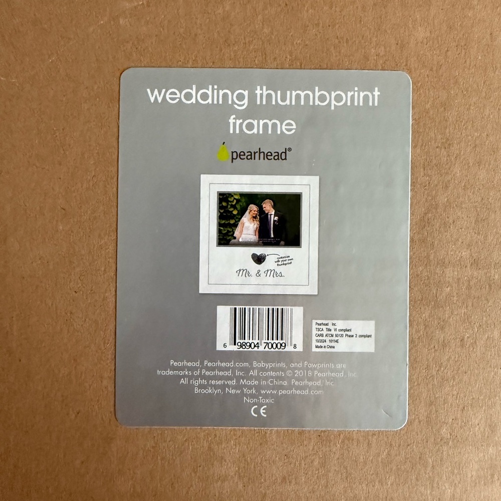 Pearhead Gray Wedding Thumbprint Frame